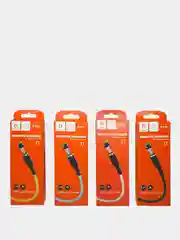 Бирюзовый кабель магнитный USB DENMEN D18L/D18T для зарядки Type-C / Lightning 2.4A