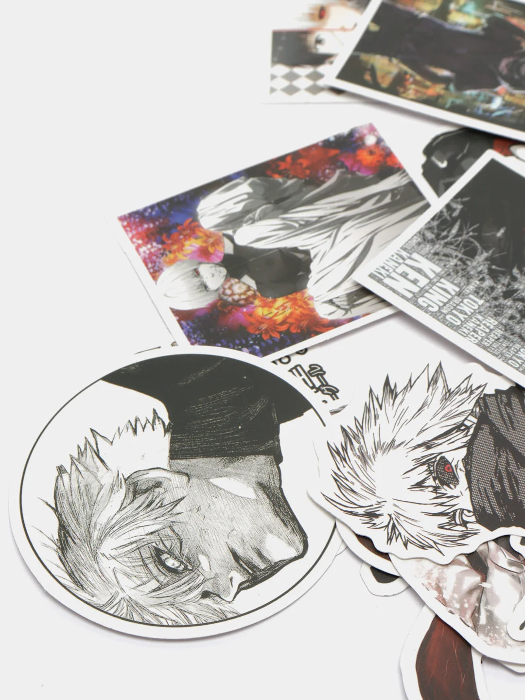Белый стикеры Токийский гуль (Tokyo Ghoul) 2 вида / Аниме Наклейки 50шт
