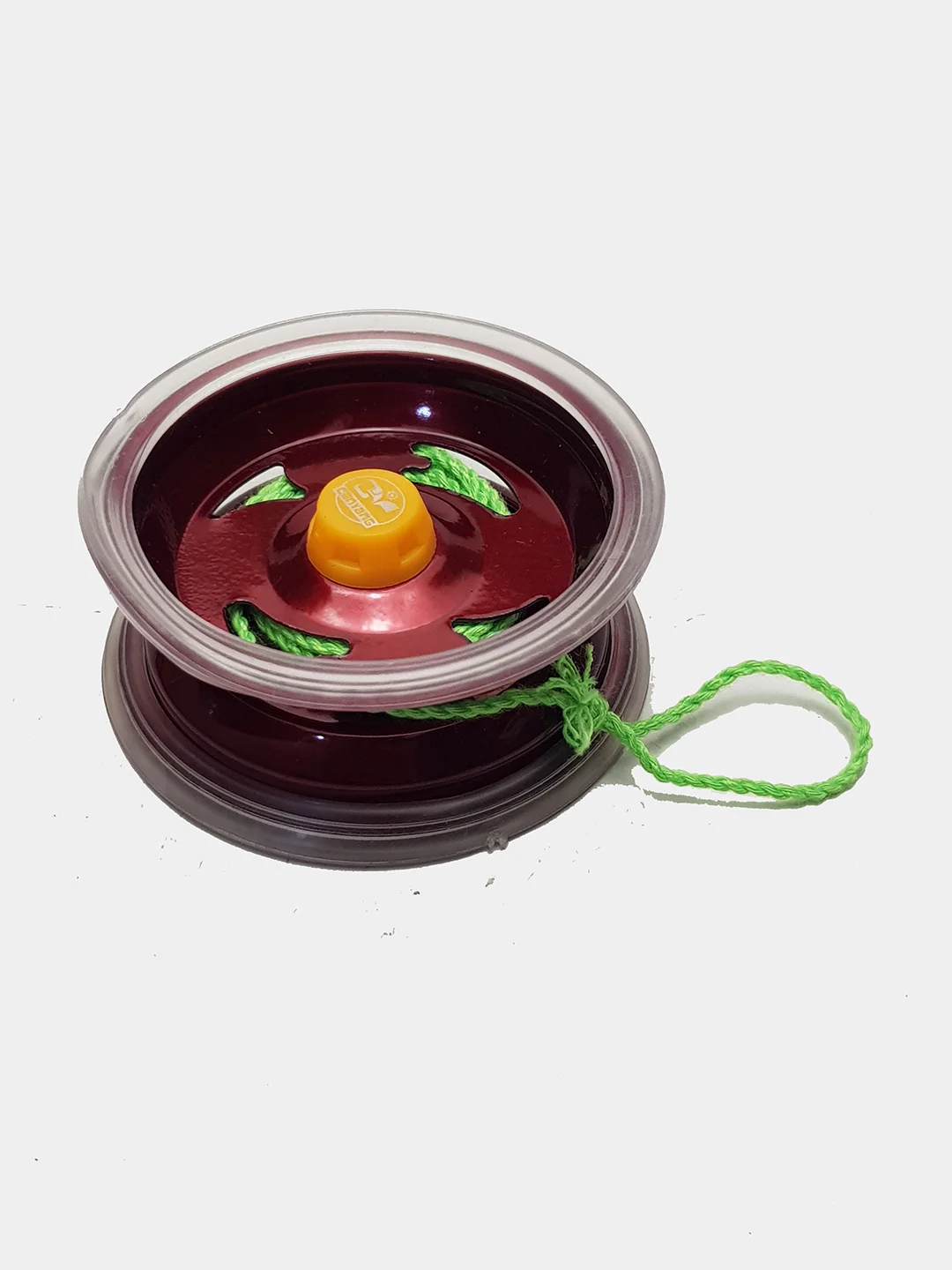 Бордовый йо-йо металлическая с резиновыми накладками, 6.5х2.5 см