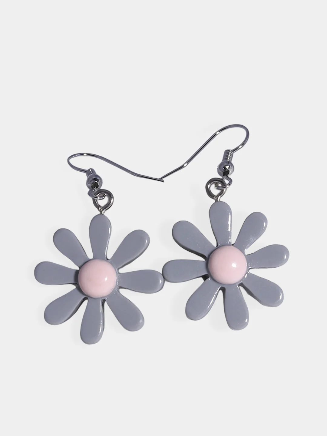 Серый меланж серьги "flowers" женские