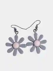 Серый меланж серьги "flowers" женские