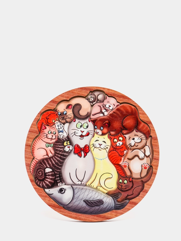 Развивающая головоломка "Коты", из дерева
