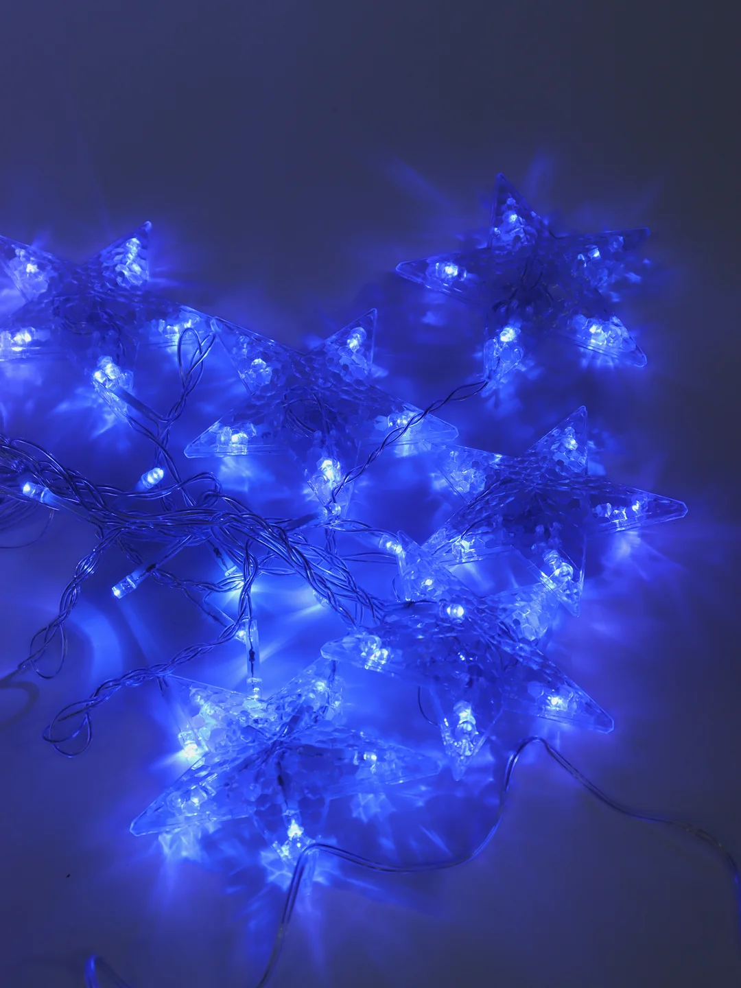 Небесно-голубой светодиодная новогодняя LED гирлянда, звезды