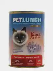 Корм для кошек Lunch for pets говядина с сердцем, кусочки в желе, консервы 400 гр