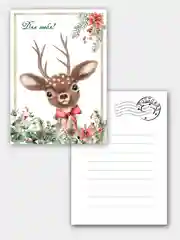 Открытка А6 (10х15) с оленёнком "Для тебя!" с крафт-конвертом, новогодняя