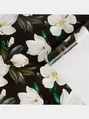 Тёмно-зелёный упаковочная глянцевая бумага для подарков "Магнолия" и "Розы", 70 х 100 см