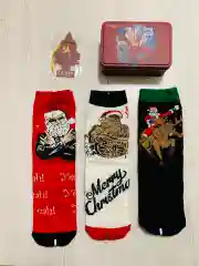 Бордовый носки мужские, новогодние, 3 пары