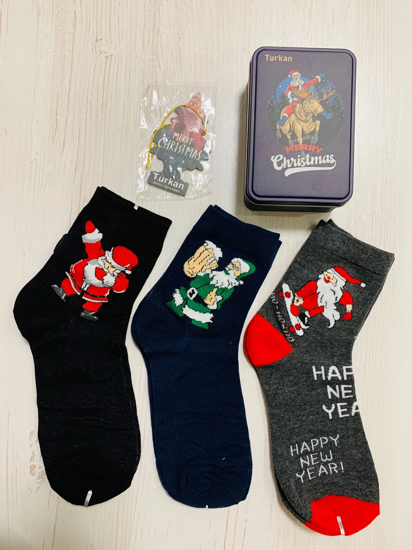 Синий носки мужские, новогодние, 3 пары