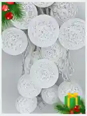 Белый гирлянда из ниток, светодиодная