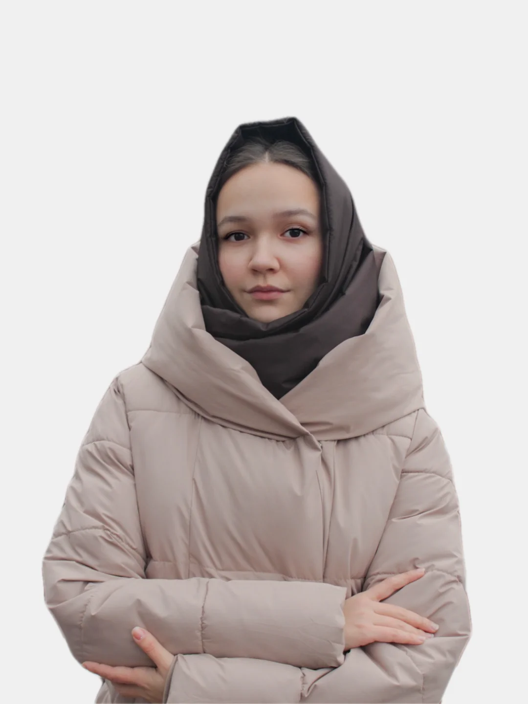 Шоколадный косынка зимняя женская / капор / шапка / платок