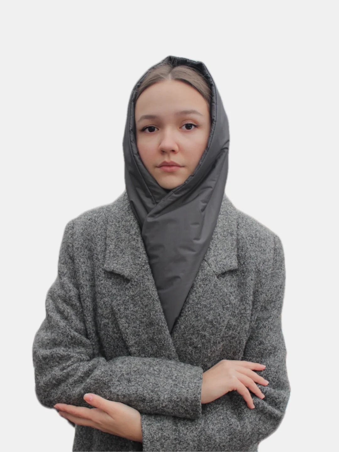 Шоколадный косынка зимняя женская / капор / шапка / платок