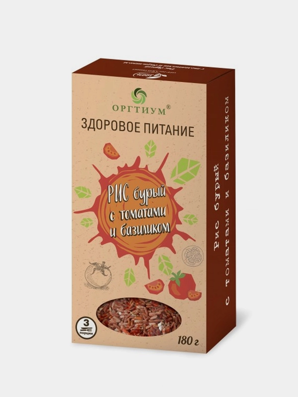 Рис бурый с томатом и базиликом, 180 гр