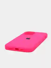 Фуксия чехол для iPhone 12 Pro Max, силиконовый, c логотипом