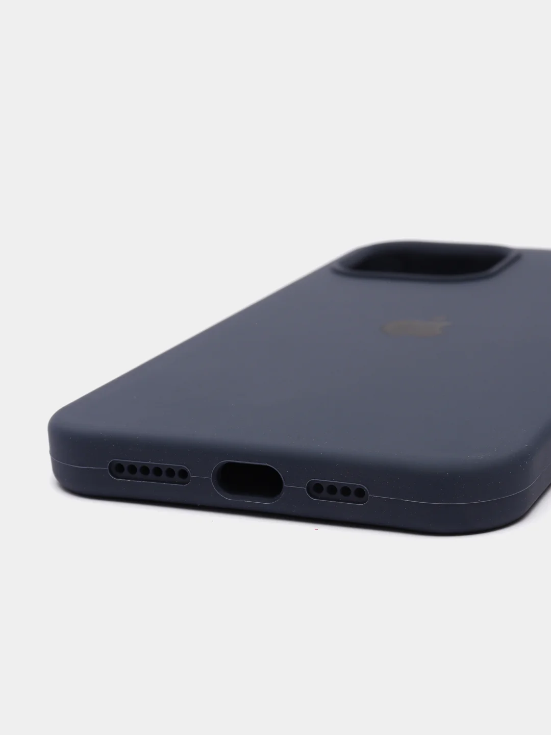 Синий меланж чехол для iPhone 12 Pro Max, силиконовый, c логотипом