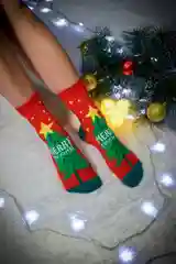 Красный новогодние носки, унисекс, длинные