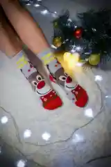 Серый меланж новогодние носки, унисекс, длинные
