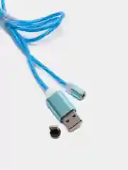 Синий кабель магнитный светящийся micro-USB, Lightning, Type-C, 2.1А, Android, iPhone