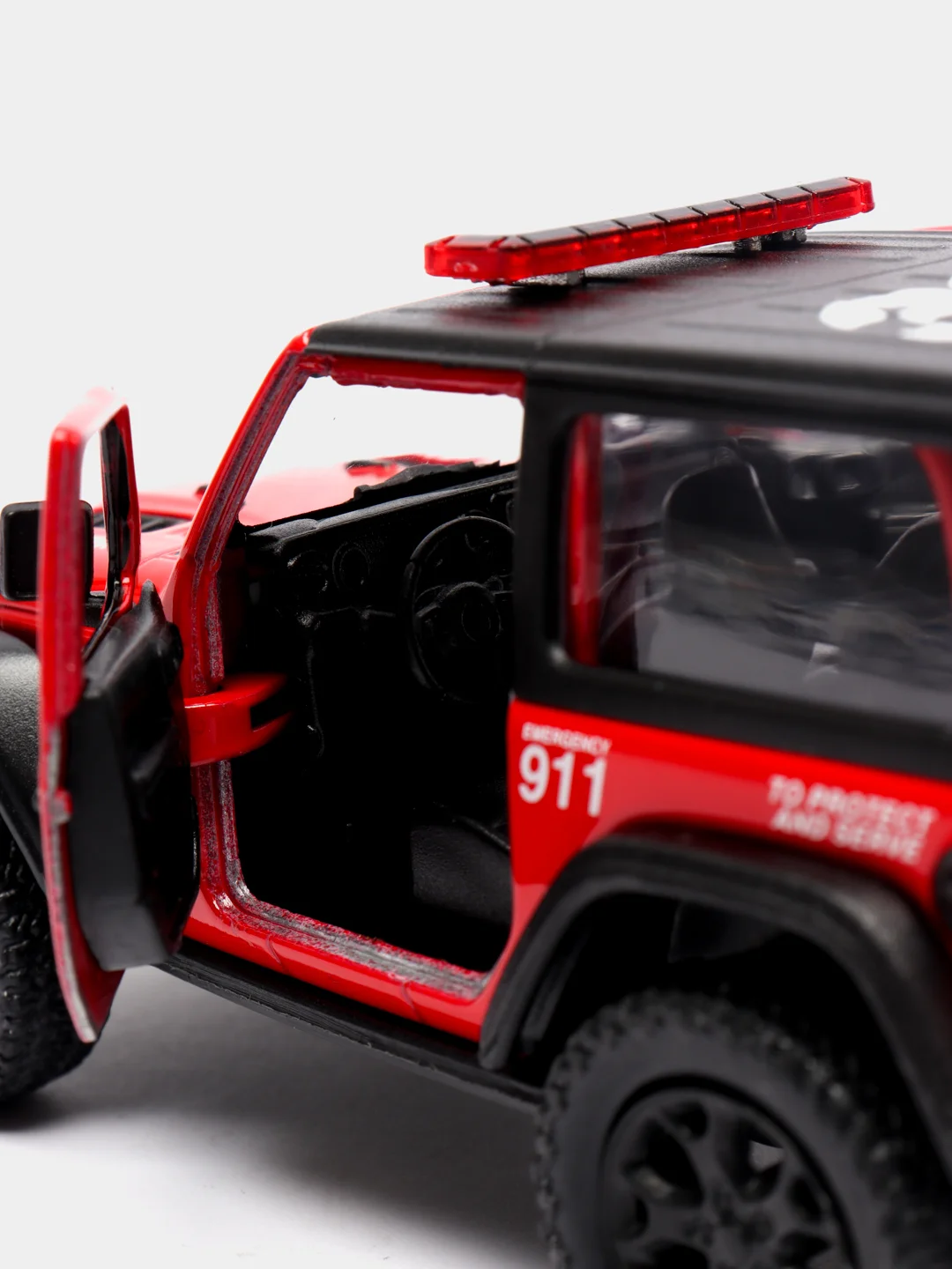Красный металлическая машина Jeep Wrangler 2018 "Police", "Firefighter" KT5412DPR