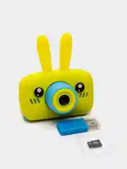 Желтый детский фотоаппарат с ушками (мишка и зайчик), карта памяти 8GB в комплекте