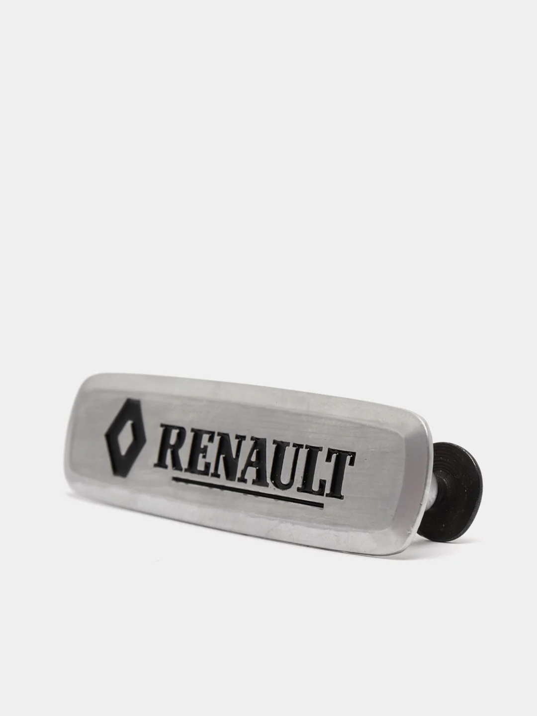 Комплект шильдиков металлических с эмблемой "RENAULT" и 4 винтовыми креплениями (Пара)