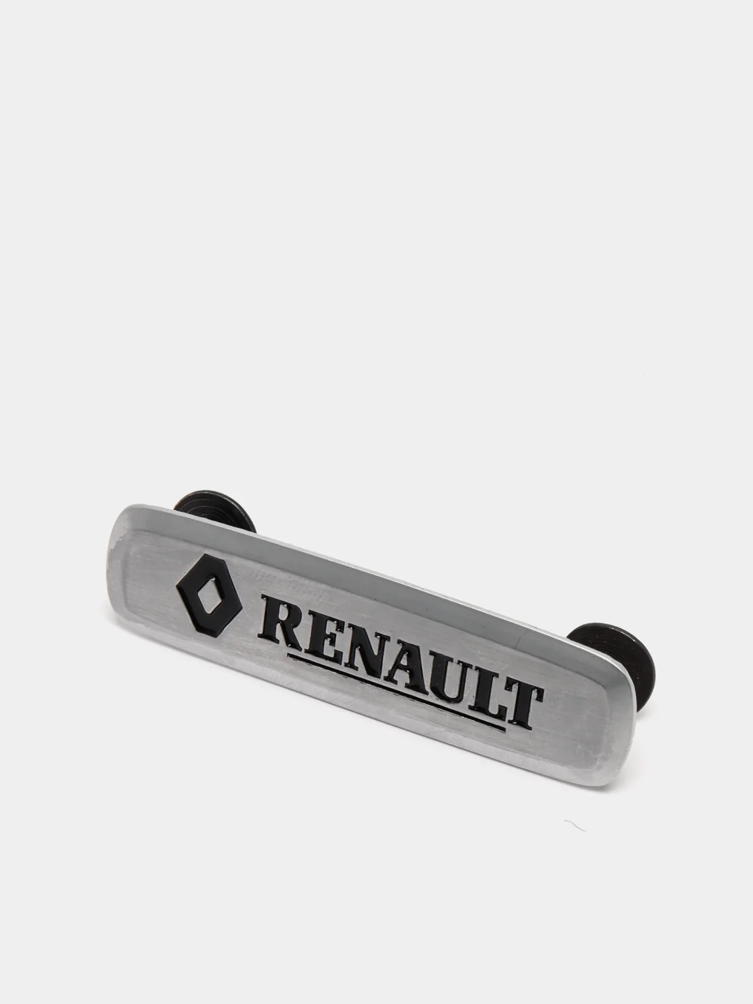 Комплект шильдиков металлических с эмблемой "RENAULT" и 4 винтовыми креплениями (Пара)