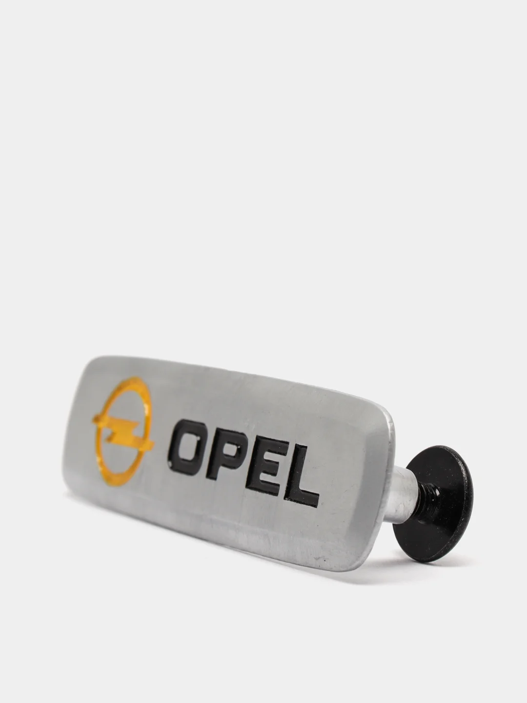 Комплект шильдиков металлических с эмблемой авто "OPEL" и 4 винтовыми креплениями (Пара)