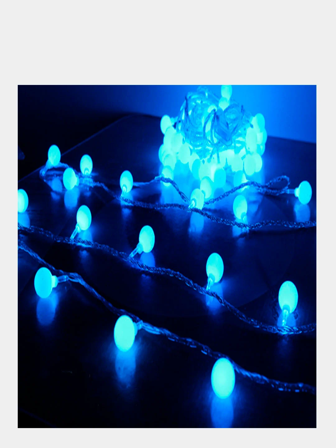 Синий гирлянда "Матовые шарики", 10 м, 100 ламп, LED, 220В