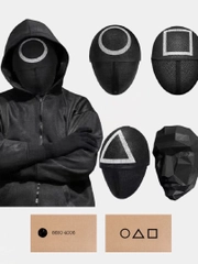 Маска карнавальная из сериала "Игра в кальмара" для Хэллоуина с карточкой на Halloween