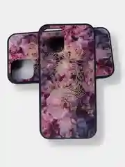 Бордовый чехол с рисунком iPhone X, XS, 11 Pro, 12 Mini, стеклянная поверхность