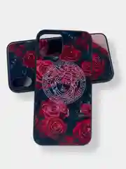 Бордовый чехол с рисунком iPhone X, XS, 11 Pro, 12 Mini, стеклянная поверхность