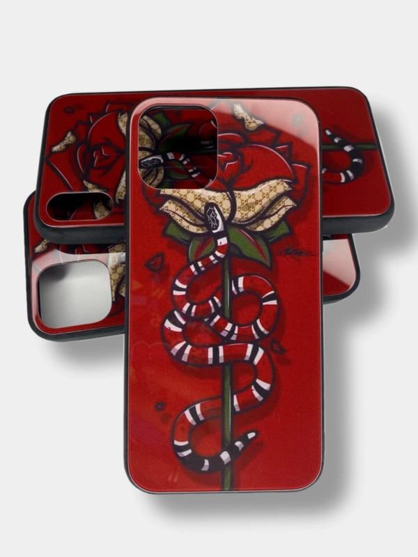 Чехол с рисунком iPhone X, XS, 11 Pro, 12 Mini, стеклянная поверхность