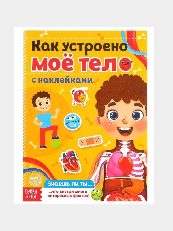 Книга журнал наклейки "Как устроено моё тело" 16 стр,тетрадь