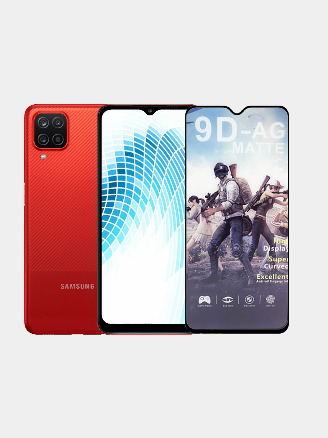 Матовое защитное стекло Samsung Galaxy A12 / M12 / A02S / A02 с яркими  глянцевыми краями! купить по цене 205 ₽ в интернет-магазине Магнит Маркет