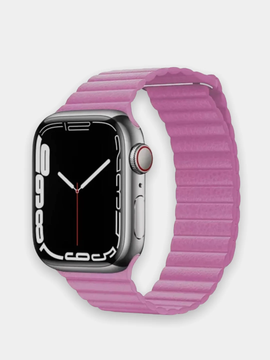 Розовый ремешок кожаный для Apple Watch 38/40mm, 42/44mm.