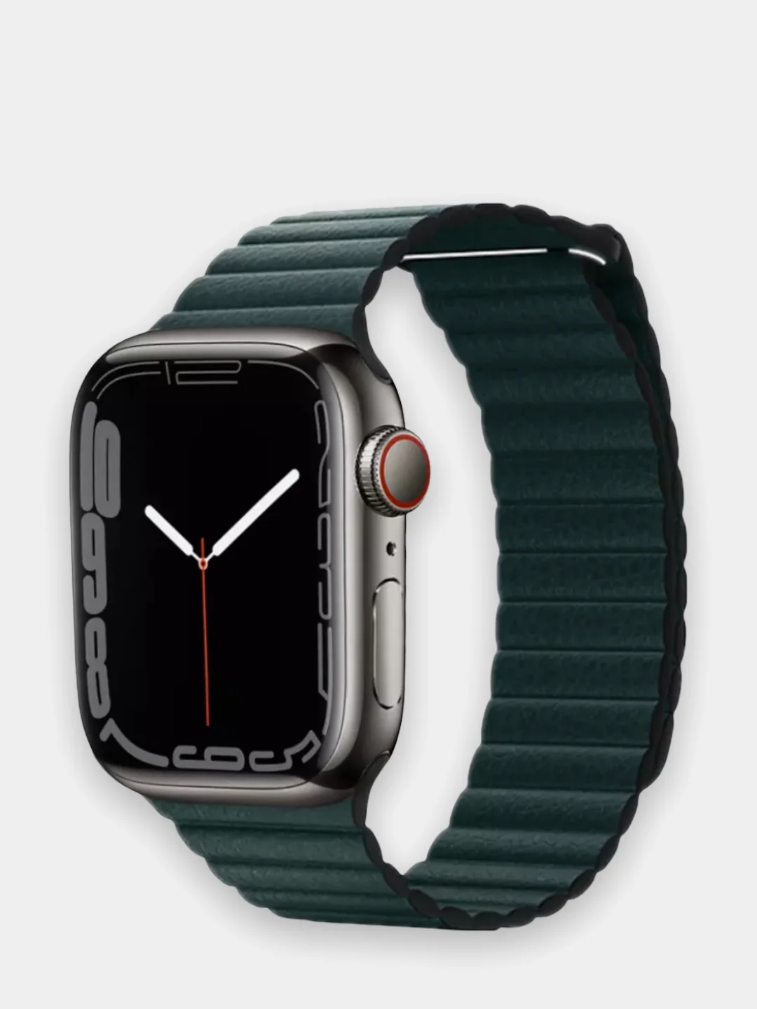 Зелёный хаки ремешок кожаный для Apple Watch 38/40mm, 42/44mm.