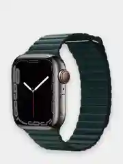 Зелёный хаки ремешок кожаный для Apple Watch 38/40mm, 42/44mm.