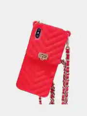 Красный сумка-чехол для iPhone 11, 12, 12 Pro, 12 Mini, силиконовая, флип с цепочкой