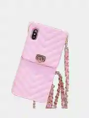 Розовый сумка-чехол для iPhone 11, 12, 12 Pro, 12 Mini, силиконовая, флип с цепочкой