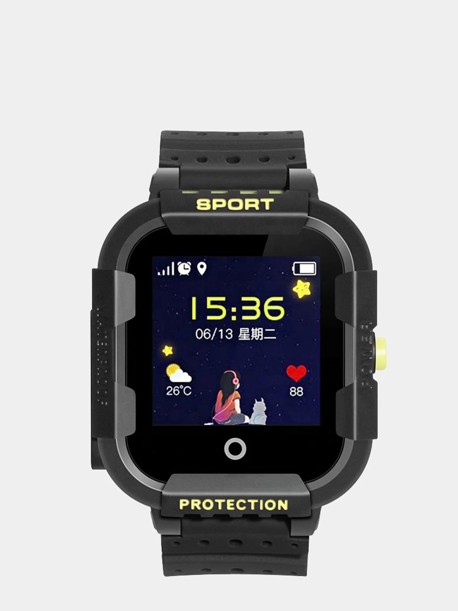 Черный детские смарт-часы Wonlex KT03 Sport GPS, с фотокамерой