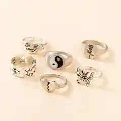 Серебряный набор колец женский, 4 штуки