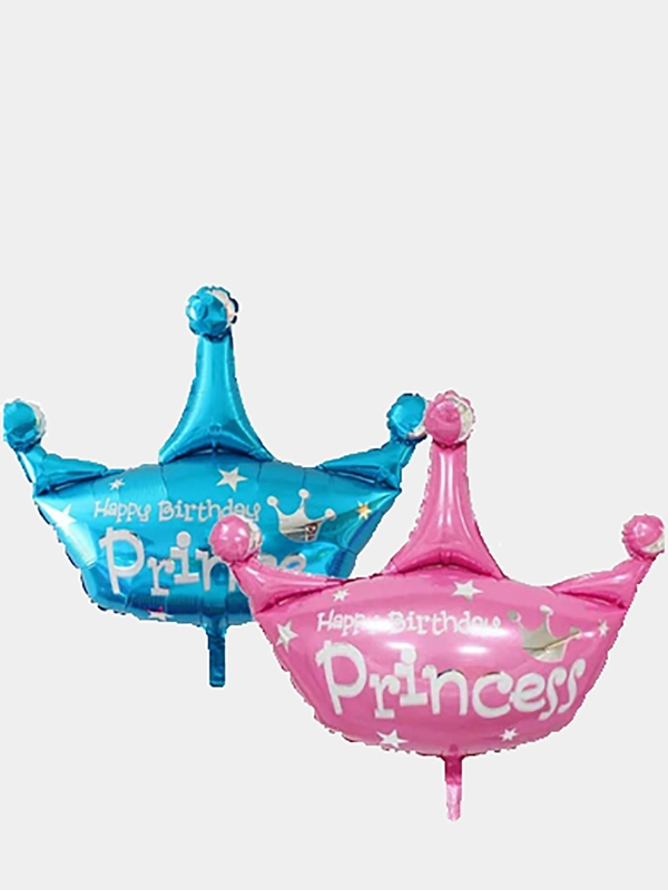 GRR/Фольгированный воздушный шар корона "Happy Birthday Princess"/"Happy Birthday Prince""