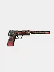Деревянный пистолет USP-S Огненный Череп КС ГО / ЮСП (резинкострел)