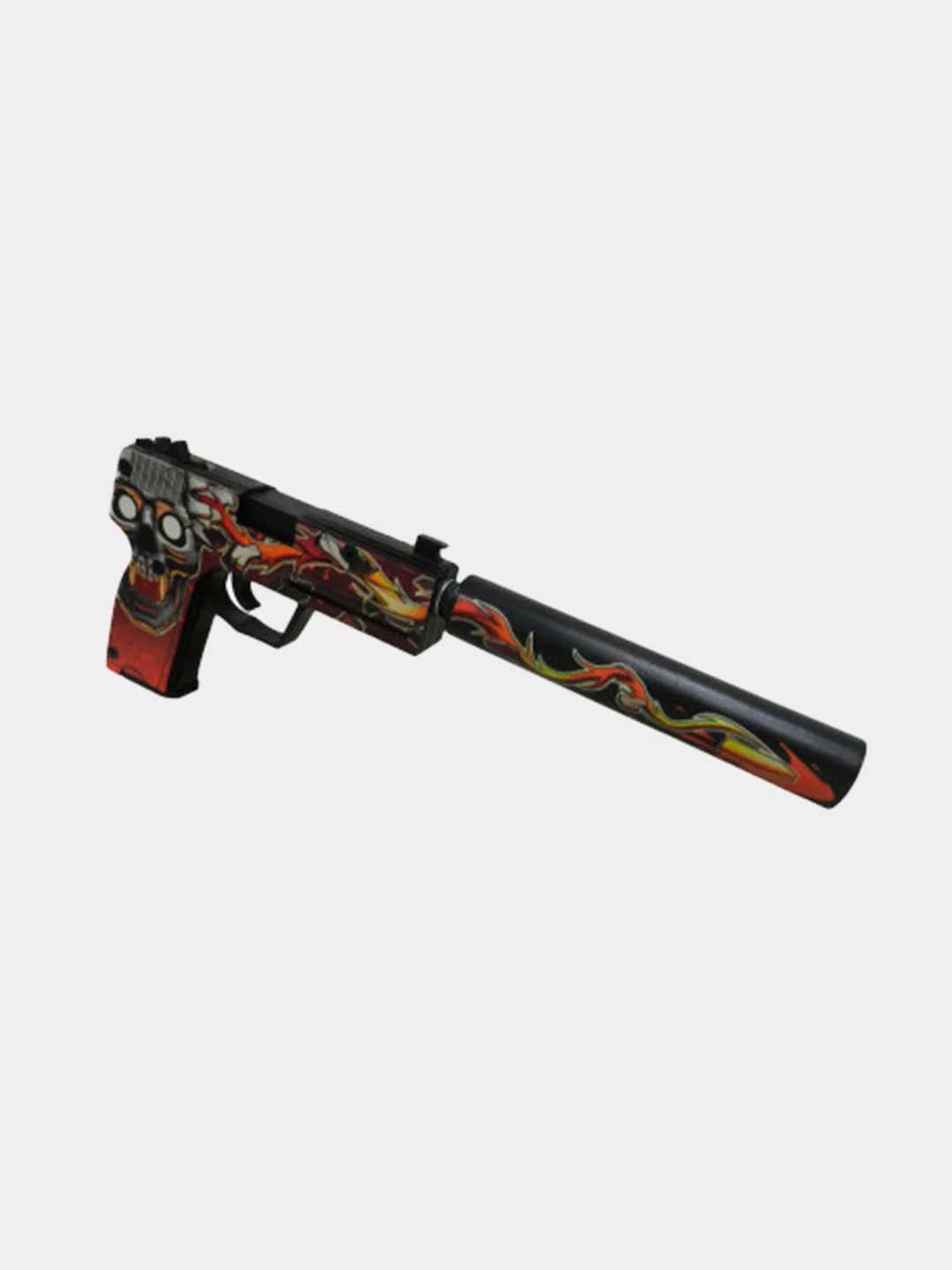 Алый деревянный пистолет USP-S Огненный Череп КС ГО / ЮСП (резинкострел)