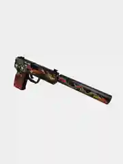 Алый деревянный пистолет USP-S Огненный Череп КС ГО / ЮСП (резинкострел)