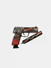 Деревянный пистолет USP-S Огненный Череп КС ГО / ЮСП (резинкострел)