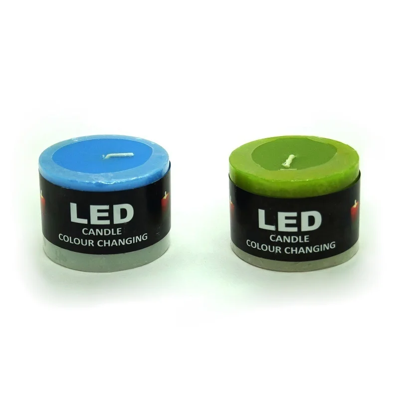 Голубой свеча с led-подсветкой широкая, из парафина, цилиндрическая