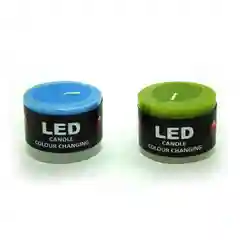Голубой свеча с led-подсветкой широкая, из парафина, цилиндрическая