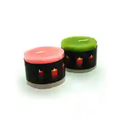 Голубой свеча с led-подсветкой широкая, из парафина, цилиндрическая