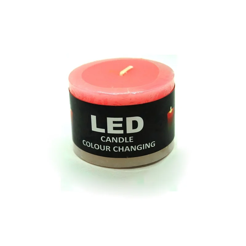 Голубой свеча с led-подсветкой широкая, из парафина, цилиндрическая
