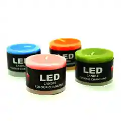 Голубой свеча с led-подсветкой широкая, из парафина, цилиндрическая